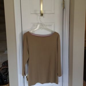 Talbots Bateau Neck Tee -Gold- Size Large